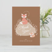 Terracotta Boho Woodland Foxes Babydusche Flat Dankeskarte (Stehend Vorderseite)