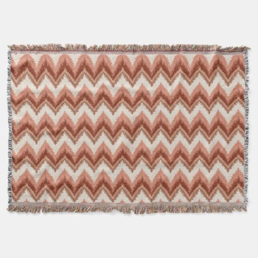 Terracotta Boho Zigzag - Rustikal Zickzack Decke (Vorderseite)