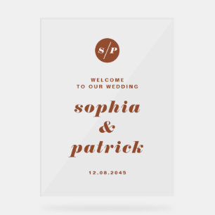 Terracotta Bold Italia Typografy Wedding Willkomme Acrylschild