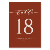 Terracotta Bold Minimalistische Script Wedding Tischnummer (Rückseite)