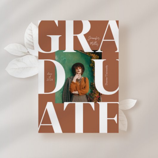 Terracotta Bold Modernes Classic Foto Abschluss Einladung