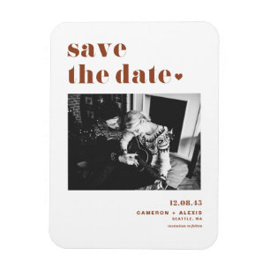 Terracotta Bold Typografy Foto Save the Date Magnet