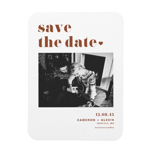 Terracotta Bold Typografy Foto Save the Date Magnet (Vertikal)