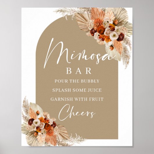Terracotta-Bornborange-Bordeaux-Beige Mimosa-Bar Poster (Vorne)
