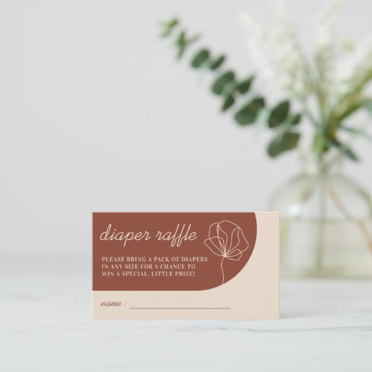 Terracotta Botanical Baby Dusche Windelwanne Begleitkarte (Stehend Vorderseite)