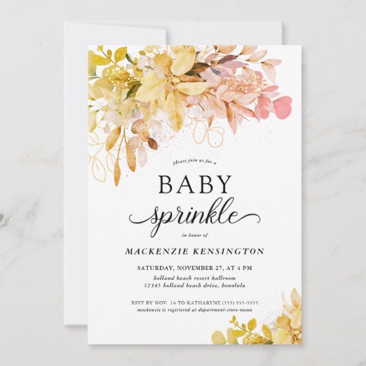 Terracotta Botanical Baby Sprinkle Einladung (Vorderseite)