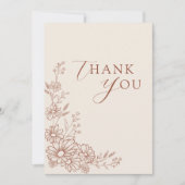 Terracotta Botanical Daisy Garden Wedding Dankeskarte (Vorderseite)