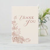 Terracotta Botanical Daisy Garden Wedding Dankeskarte (Stehend Vorderseite)