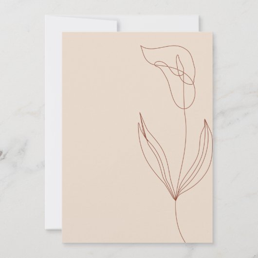 Terracotta Botanical Lily Baby Taufe Einladung (Rückseite)