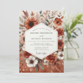 Terracotta Botanical Romance Wedding Einladung (Stehend Vorderseite)
