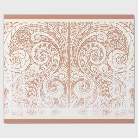 Terracotta Botanical Swirl Geschenkpapier (Flach)