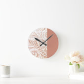 Terracotta Botanical Swirl Modern Runde Wanduhr (Zuhause)