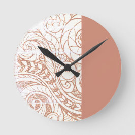 Terracotta Botanical Swirl Modern Runde Wanduhr