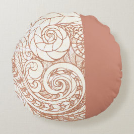 Terracotta Botanical Swirl Rundes Kissen