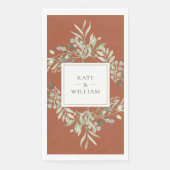 Terracotta Botanische Grünpflanzen Hochzeit Serviette (Vorderseite)