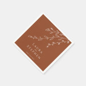 Terracotta Botanische Hochzeit Napkins Serviette (Ecke)