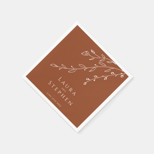 Terracotta Botanische Hochzeit Napkins Serviette (Ecke)
