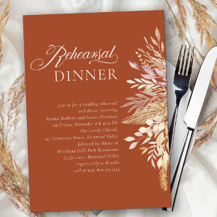 Terracotta Botanische Hochzeit Probe Dinner Einladung
