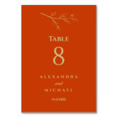 Terracotta Botanische Minimalistische Hochzeit Tischnummer (Vorderseite)