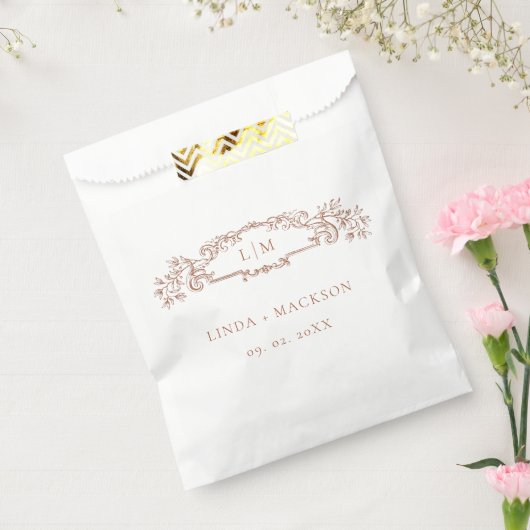 Terracotta Botanisches Wappen Monogramm Hochzeit Geschenktütchen (Versiegelt)