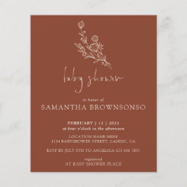 Terracotta Bouquet Botanical Budget Baby Dusche Flyer