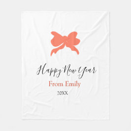 Terracotta bow happy new year name year boho retro fleecedecke
