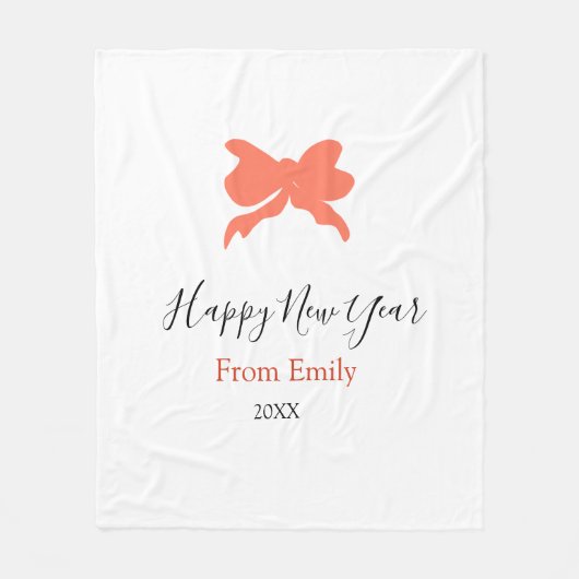 Terracotta bow happy new year name year boho retro fleecedecke (Vorderseite)