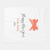 Terracotta bow happy new year name year boho retro fleecedecke (Vorderseite (Horizontal))