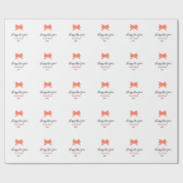 Terracotta bow happy new year name year boho retro geschenkpapier