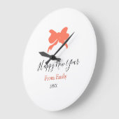 Terracotta bow happy new year name year boho retro große wanduhr (Winkel)