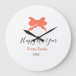 Terracotta bow happy new year name year boho retro große wanduhr