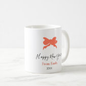 Terracotta bow happy new year name year boho retro kaffeetasse (VorderseiteRechts)