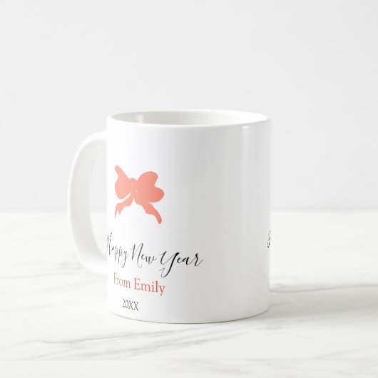 Terracotta bow happy new year name year boho retro kaffeetasse (Vorderseite Links)