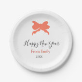 Terracotta bow happy new year name year boho retro pappteller (Vorderseite)