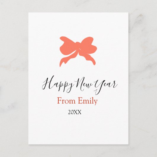 Terracotta bow happy new year name year boho retro postkarte (Vorderseite)