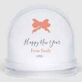 Terracotta bow happy new year name year boho retro schneekugeln (Vorderseite)