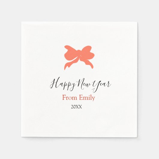 Terracotta bow happy new year name year boho retro serviette (Vorderseite)