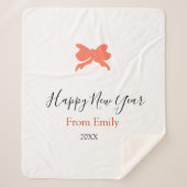 Terracotta bow happy new year name year boho retro sherpadecke (Vorderseite)