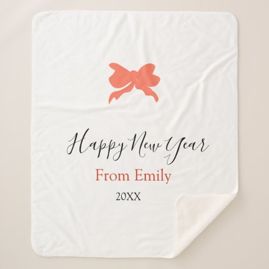 Terracotta bow happy new year name year boho retro sherpadecke (Vorderseite)