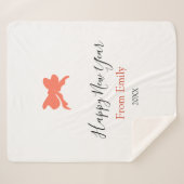 Terracotta bow happy new year name year boho retro sherpadecke (Vorderseite (Horizontal))