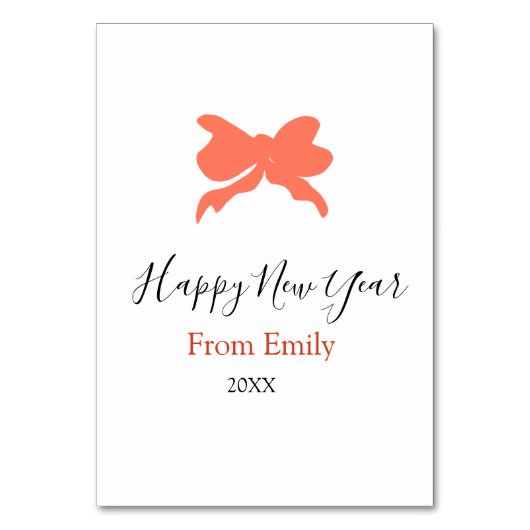 Terracotta bow happy new year name year boho retro tischnummer (Rückseite)
