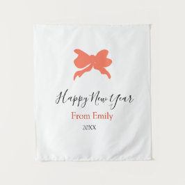 Terracotta bow happy new year name year boho retro wandteppich