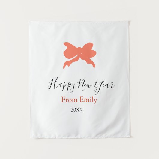 Terracotta bow happy new year name year boho retro wandteppich (Vorderseite)