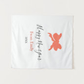 Terracotta bow happy new year name year boho retro wandteppich (Vorderseite (Horizontal))