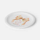 Terracotta Bow She's Tying the Knot Bridal Shower Pappteller (Schrägansicht)