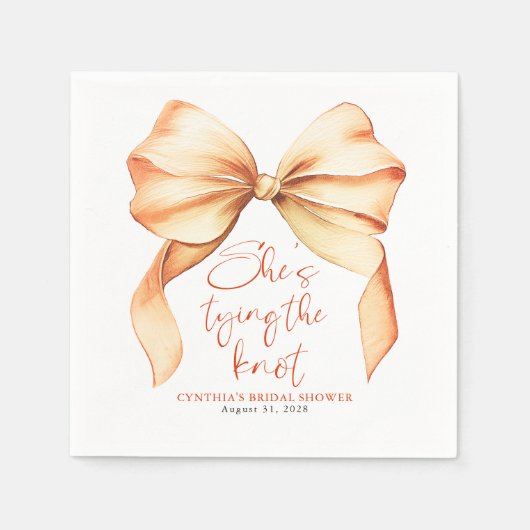 Terracotta Bow She's Tying the Knot Bridal Shower Serviette (Vorderseite)