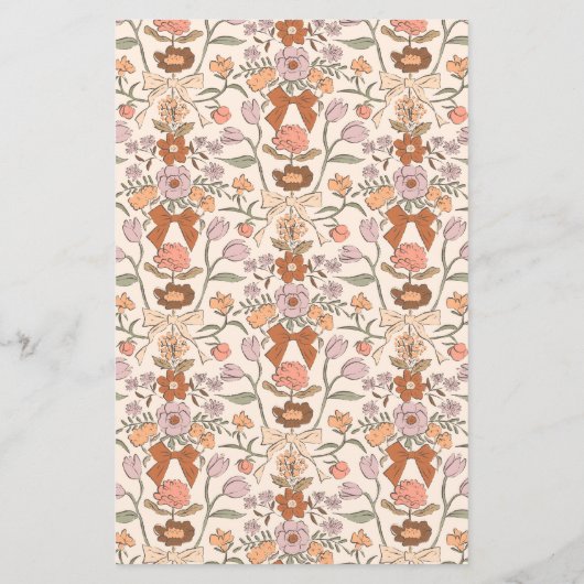 Terracotta Bows Blume Hochzeitsmenü (Rückseite)