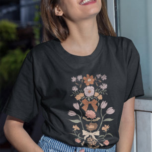 Terracotta Bows und Blume T-Shirt
