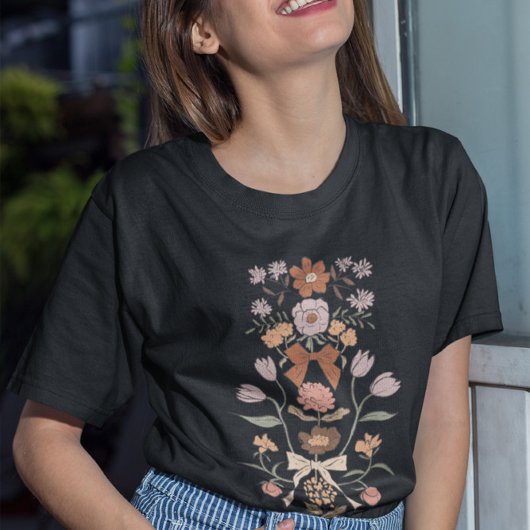 Terracotta Bows und Blume T-Shirt