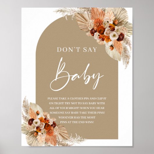 Terracotta-Bronzebogen in Orange Don't say baby Poster (Vorne)